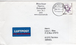 50515 - Bund - 2001 - 300Pfg. Frauen EF A. LpBf. MaschStpl. BZ 80 - MUENCHNER OPERN-FESTSPIELE ... -> TEL AVIV (Israel) - Music