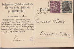 Clausthal, 1922, Ortskrankenkasse  Nach Osterode - Brieven En Documenten