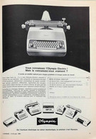 Publicité Papier TYPEWRITER MACHINE A ECRIRE OLYMPIA ELECTRIC  Septembre 1966  EX 795 - Reclame