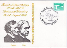 50518 - DDR - 1986 - 10Pfg. Kl.Bauten PGAKte. "Wagner & Liszt" M. SoStpl. WITTENBERG - BRIEFMARKENAUSSTELLUNG ... - Music