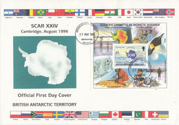 British Antarctic Territory (BAT) 1996 Scar  4v + M/s FDC (F9034) - FDC