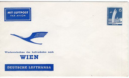 50536 - Berlin - 1962 - 15Pfg. Bauten PGALpUmschlag "Wiederaufnahme Des Luftverkehrs Nach Wien", Ungebr. - Autres (Air)