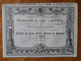 Compagnie Francaise Telegraphie De Paris A New-York >> 1879 - Altri & Non Classificati