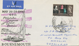 GB 1964 Shakespeare 1/3 Souvenir Cover 46th Philatelic Congress Of Great Britain Bournemouth Superb Airmail Cover To SWA - Brieven En Documenten