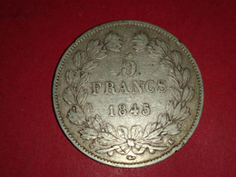 MONNAIE ARGENT PIÈCE DOMARD DE 5 Francs III LOUIS PHILIPPE I 1845 K  Non Nettoyé - J. 5 Francs