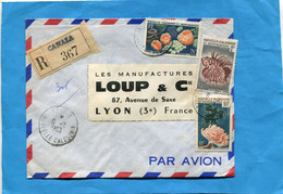 Marcophilie*-lettre REC- Nouvelle Calédonie>Françe-cad-Canala1963-thematic-3-stamps-N°2291294-293 Coraux Et Poisson - Briefe U. Dokumente