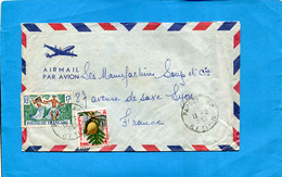 Marcophilie*-lettre -Polynésiec>Françe-cad- Lle De Tahiti 1963-2-  Stamps-N°16 Danse+N° 13 Artocarpus - Brieven En Documenten