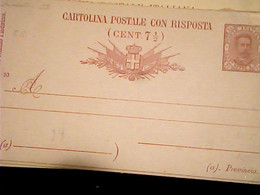 CARTOLINA POSTALE, UMBERTO I Cent. 7 1/2, Mill.90, RISPOSTA CON RISPOSTA PAGATA NUOVE  IJ1435 - Ganzsachen