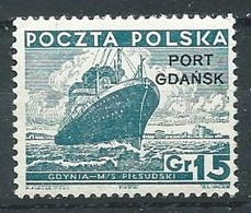 Dantzig Bureau Polonais YT N°27 Paquebot Pilsudski Surchargé Port Gdansk Neuf ** - Dantzig