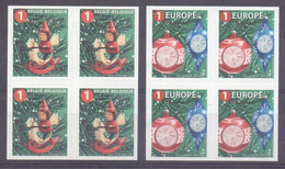 2021 - ** Kerstzegel - Belgie + Europe ** Blok Van Vier - Met Hoeken - Neufs