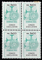 Fiscal/ Revenue, Portugal - Estampilha Fiscal, Série De 1990 -|- 5$00 - Block MNH** - Unused Stamps
