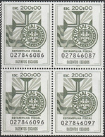 Fiscal/ Revenue, Portugal - Estampilha Fiscal, Série De 1990 -|- 200$00 - Block MNH** - Unused Stamps