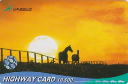Carte Prépayée JAPON - ANIMAL - CHEVAL  - HORSE & SUNSET JAPAN Prepaid Highway Card - HW 365 - Caballos