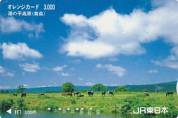Carte Orange JAPON - ANIMAL - CHEVAL - HORSE JAPAN Prepaid JR Transport Ticket Card - PFERD - CABALLO - 377 - Horses