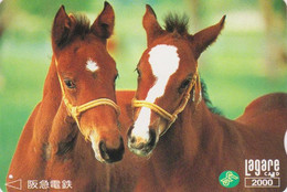 Carte Prépayée JAPON - ANIMAL - CHEVAL Chevaux - HORSE JAPAN Prepaid Kansai Lagare Transport Ticket Card - 384 - Paarden