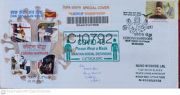 India 2021 NEW *** Registered Cover On Corona Warrior COVID-19 Vaccination Virus Mask Coronavirus (**) - Lettres & Documents