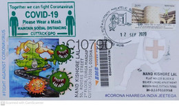 India 2021 NEW *** Registered Cover On Corona Warrior COVID-19 Vaccination Virus Mask Coronavirus (**) - Cartas & Documentos