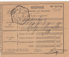 ARDECHE RECEPISSE 1920 ARRAS AGENCE POSTALE  390 HABITANTS EN 1921 - 1877-1920: Periodo Semi Moderno