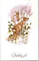(4 C 11) Christmas Postcard - Posted In Denmark - 2 Postcards - Deer & Birds - Kerstman