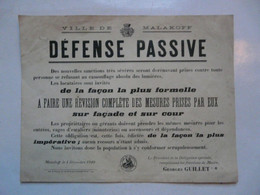 VIEUX PAPIERS - AFFICHETTE : Ville De MALAKOFF - DEFENSE PASSIVE 1940 - Posters