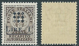 1945 EMISSIONI LOCALI GUIDIZZOLO RECAPITO AUTORIZZATO 1 LIRA MNH ** - RB6 - Emissioni Locali/autonome