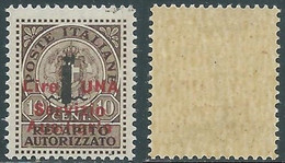 1945 EMISSIONI LOCALI GUIDIZZOLO RECAPITO AUTORIZZATO 1 LIRA MNH ** - RB6-2 - Emissioni Locali/autonome