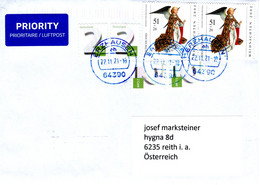 Auslands-Brief Von 64390 Erzhausen Mit 110 Cent Mischfrankatur Mit Weichnachten 2002 2021 - Brieven En Documenten