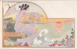 Illustrateur  LESSIEUX  : Sapho - Femme Art Nouveau - Très Belle Carte ! - Lessieux