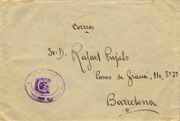 1931 MADRID , SOBRE CIRCULADO A BARCELONA , MARCA DE FRANQUICIA " ADMINISTRACIÓN DEL CORREO CENTRAL "  , LLEGADA - Lettres & Documents