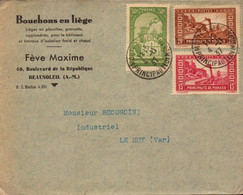 Lettre De Monaco, Monte Carlo, Feve Maxime, Bouchons En Liege, Beausoleil Pour Le Muy, Var, 1937  (bon Etat) - Postmarks