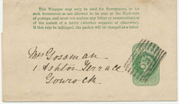 GB „159“ Scottish Numeral (GLASGOW 9 Bars) Cristal Clear Superb QV Half Penny Green Postal Stationery Wrapper To GOUROCK - Covers & Documents