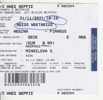 Greece , Aegina -Piraeus ,  Boat Ticket ,  2021 , Used - Europe