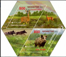 Kazakhstan Kasachstan 2021 Europa Cept Fauna Roes Deer Wild Boar - Kazakhstan
