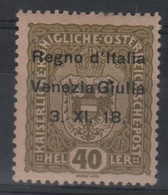 1918 Venezia Giulia Francobolli D'Austria 40 H. MLH Firmato ++++ - Vénétie Julienne