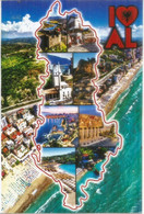 ALBANIA MAP & VIEWS.  POSTCARD - Albania