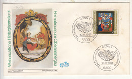 Germany Deutschland FDC 1981, Charity Issue, Christmas, Nativity, (Glass Painting), Animal, Art, Angel, - Verres & Vitraux