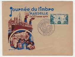 France // 1945-1949 // Lettre Journée Du Timbre à  Marseille Le 14.10.1945 - Brieven En Documenten