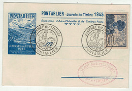 France // 1945-1949 // Carte De La Journée Du Timbre Pontarlier 1945 - Covers & Documents