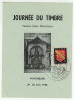 France // 1945-1949 // Carte De La Journée Du Timbre Pontarlier 1946 - Briefe U. Dokumente