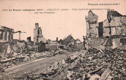 7635  Carte CHAUNY Ville Martyre  Entièrement Rasée Par Les Prussiens (scan Recto-verso) 02 Aisne - Chauny