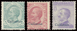 ITALIA ISOLE DELL'EGEO CALINO 1912 5, 10,  50 C. (Sass. 2, 3, 7) NUOVI INTEGRI ** - Ägäis (Calino)