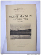 Mount Kinley Alaska 1928  National Park Guide Photos Carte Montagne Usa - North America
