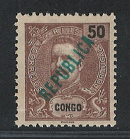 Portugal Congo 1914 D. Carlos I Republica Local Surcharge 50R  Condition MNGAI  Mundifil #115 - Portuguese Congo