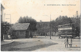 STATION Des TRAMWAYS à SAINT GENIS LAVAL (Rhône) Tramway à 2 Niveaux Publicité LIQUEUR BENEDICTINE Voyagé 1906 Fillettes - Tram