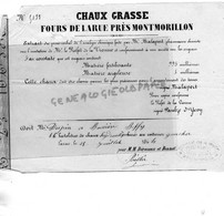 86- MONTMORILLON- RARE CHAUX GRASSE FOURS DE LARUE -M. MALAPERT PHARMACIEN PHARMACIE-PREFET PAULZE D' YVON-1864 - Historische Documenten
