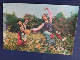 Old NORTH KOREA  Postcard -  Korean Dance - STEREO 3D PC - - Rare!!! - Corea Del Norte