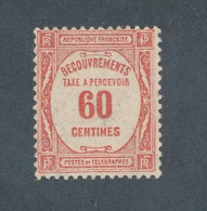 FRANCE - TAXE N° 58 NEUF* AVEC GOMME ALTEREE - 1927/1931 - COTE : 6€ - 1859-1955 Postfris