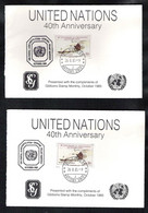 UNITED NATIONS 40th Anniversary ( 2 Items) 1985 - Storia Postale