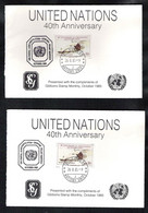 UNITED NATIONS 40th Anniversary ( 2 Items) 1985 - Lettres & Documents