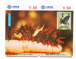 Télécarte China Tietong : Puzzle De 2 Télécartes - Papillon - Vlinders